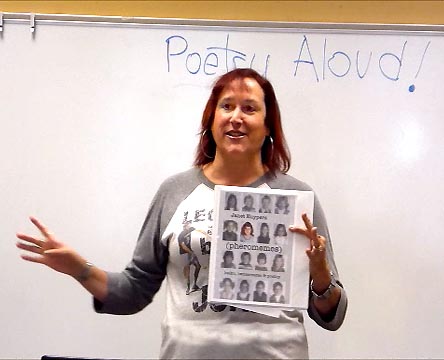 a video still of Janet Kuypers at Poetry Aloud 20190629