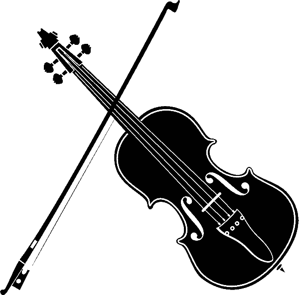 Violin and angled bow, clip art