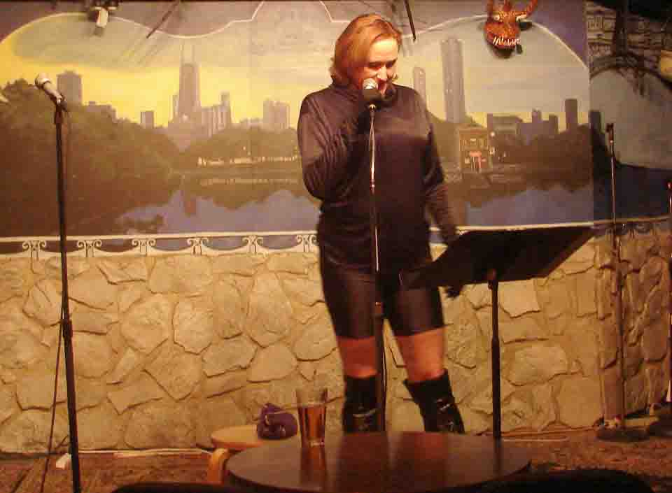 Janet Kuypers on stage, photographed by John Yotko