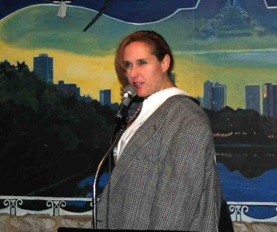 Janet Kuypers on stage, photographed by John Yotko