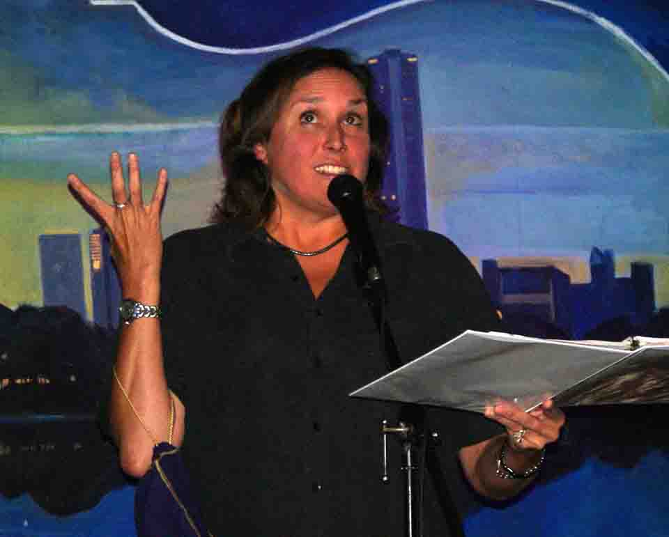 Janet reading at hte Cafe Gallery open mic at Gallery Cabaret 20130918