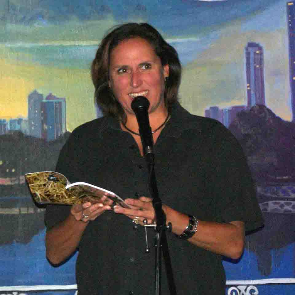 Janet reading at hte Cafe Gallery open mic at Gallery Cabaret 20130918
